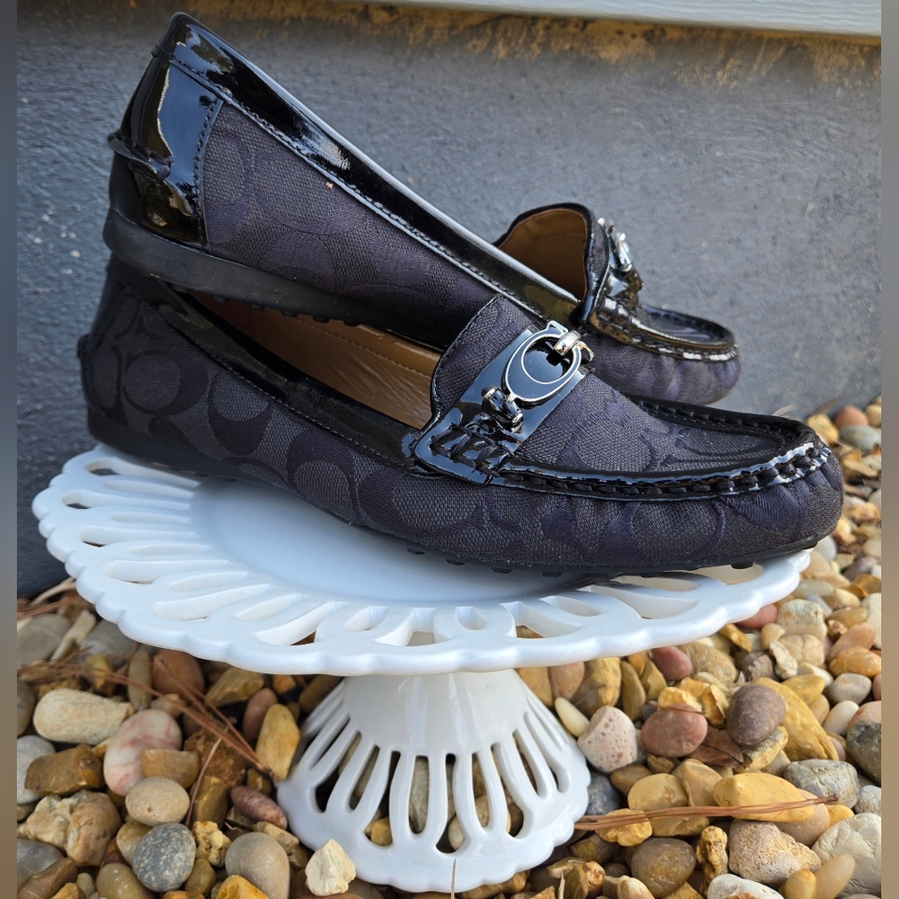 Coach "Fortunata" Black Loafers With Patent Leather Detail.  New With Tags. - Picture 3 of 10